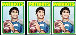 1972 Topps Fb- #65 Jim Plunkett RC- 3 Cards