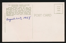 August 1958 Milwaukee County Stadium #100Z Chrome Bsbl. Postcard