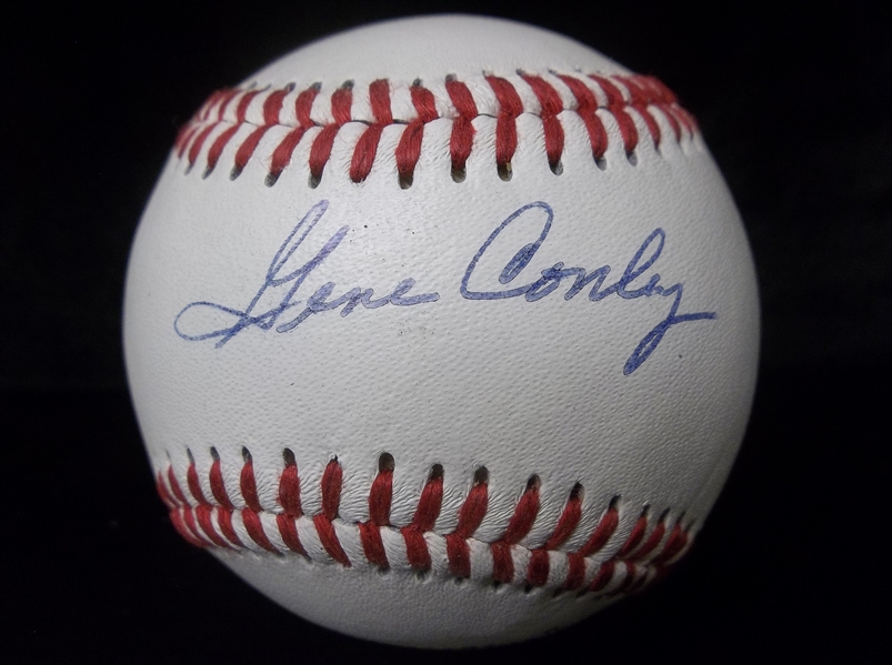 Autographed Gene Conley Official Spalding League Bsbl.