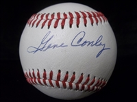 Autographed Gene Conley Official Spalding League Bsbl.