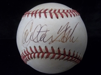 Autographed Carlton Fisk Official AL Bobby Brown Bsbl.