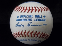 Autographed Gorman Thomas Official AL Bobby Brown Baseball