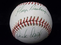Autographed Official Spalding MLB Specification No. 1 Baseball- by 4 Brewers- Manager, Players, and Announcer