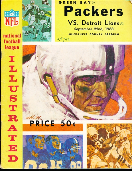 September 22, 1963 Detroit Lions vs. Green Bay Packers NFL Program @ Milwaukee