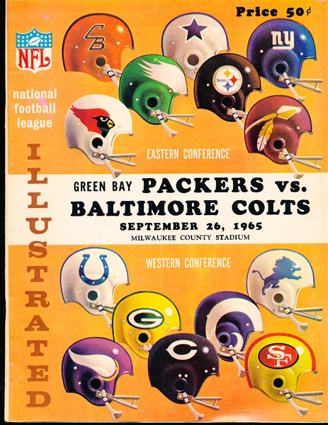 September 26, 1965 Baltimore Colts vs. Green Bay Packers NFL Program @ Milwaukee