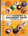 September 26, 1965 Baltimore Colts vs. Green Bay Packers NFL Program @ Milwaukee