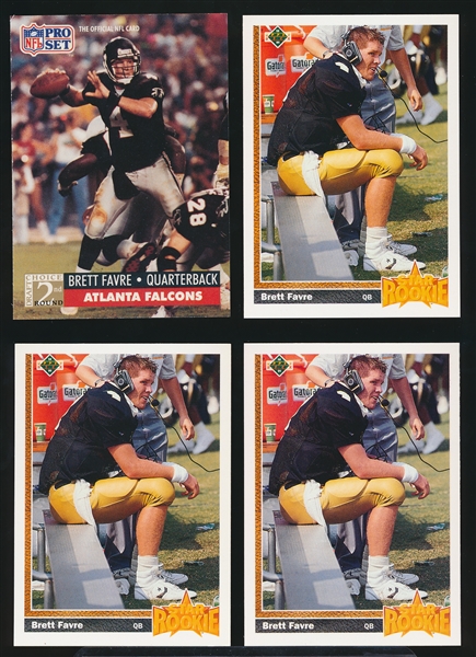 1991 Brett Favre Ftbl.- 4 Asst. Rookie Cards
