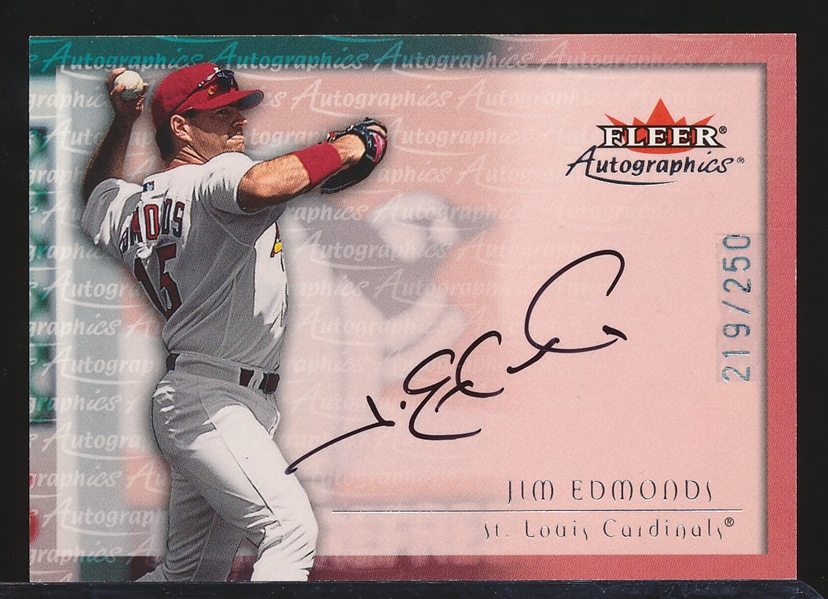 2001 Fleer Bb- “Autographics”- Jim Edmonds, Cardinals- #219/250