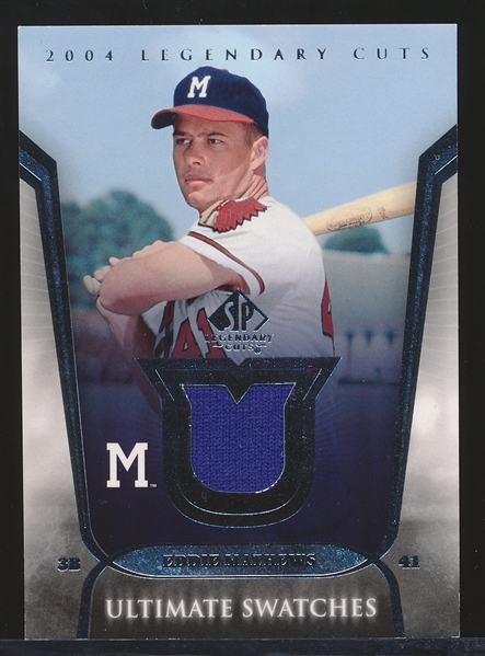2004 SP Legendary Cuts Bb- “Ultimate Swatches”- #US-EM Eddie Mathews, Milwaukee Braves