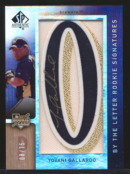 2007 SP Authentic Bb- “By the Letter Rookie Signatures”- #107 Yovani Gallardo, Brewers- #08/75