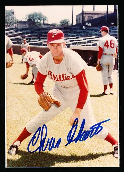 Autographed Chris Short Philadelphia Phillies MLB Color 3-½” x 5” Photo