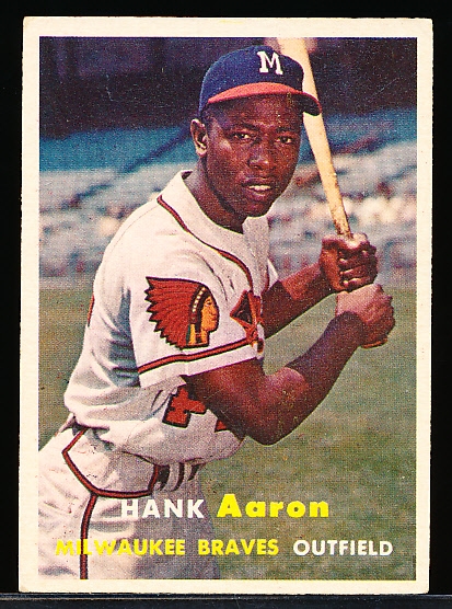 1957 Topps Baseball- #20 Hank Aaron, Braves