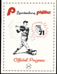 1971 Spartanburg Phillies- Minor League Baseball Program