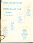 Nov 20, 1971 Pennsylvania Sports Hall of Fame- Ninth Annual Dinner Program