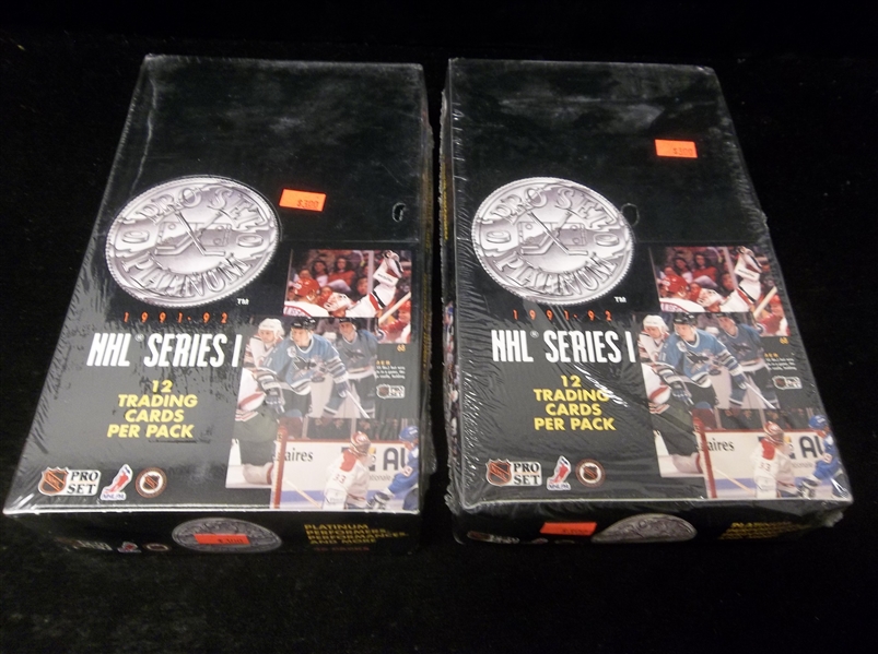 1991-92 Pro Set Platinum Hockey- Series #1- Two Unopened Wax Boxes