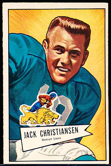 1952 Bowman Football Large- #129 Jack Christiansen, Lions- RC