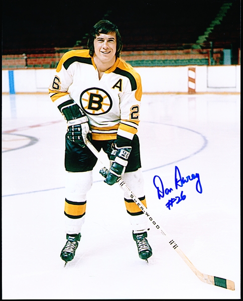 Autographed Don Awrey Boston Bruins NHL Color 8” x 10” Photos- 2 Diff.