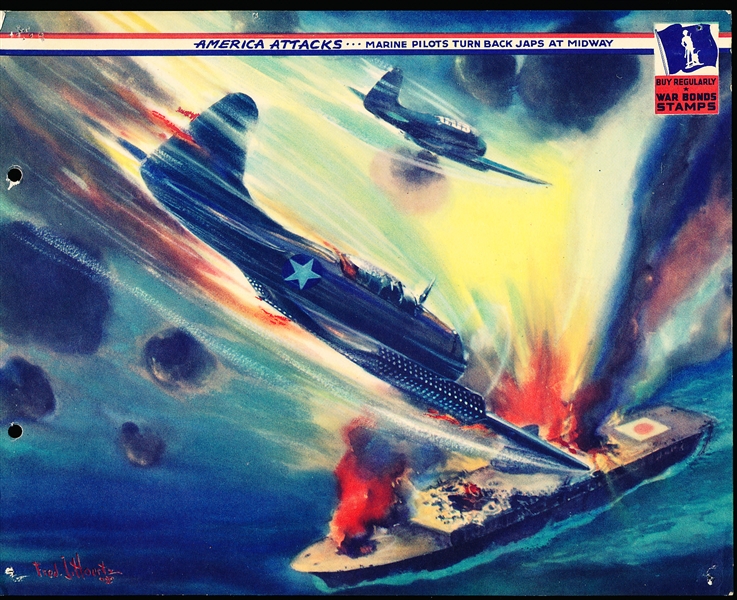 1943 Dixie Cup Premium- America Attacks…Marine Pilots Turn Back Japs at Midway