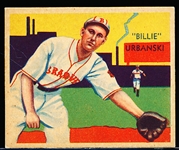 1935 Diamond Stars Baseball- #37 Bill Urbanski, Boston Braves- 1935 Green Back