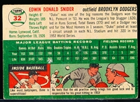 1954 Topps Bb- #32 Duke Snider, Dodgers