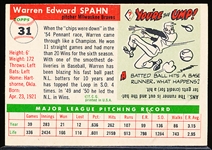 1955 Topps Bb- #31 Warren Spahn, Braves