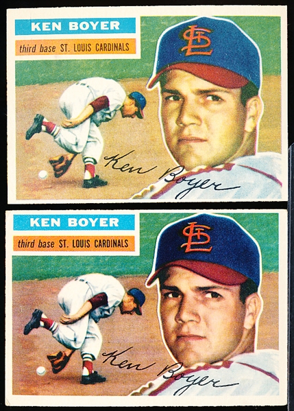 1956 Topps Bb- #14 Ken Boyer- 2 Cards