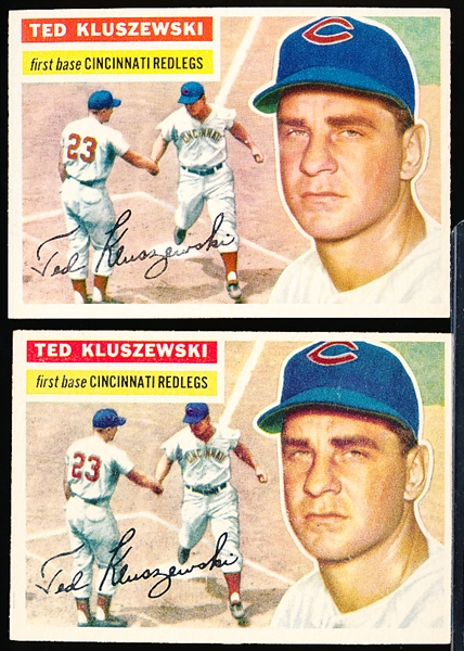 1956 Topps Bb- #25 Ted Kluszewski, Reds- 2 Cards