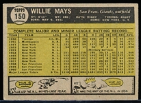 1961 Topps Bb- #150 Willie Mays, Giants