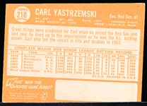 1964 Topps Bb- #210 Carl Yastrzemski, Red Sox