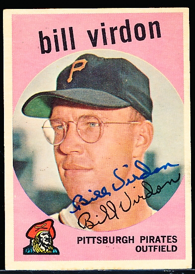 Autographed 1959 Topps Bsbl. #190 Bill Virdon, Pirates