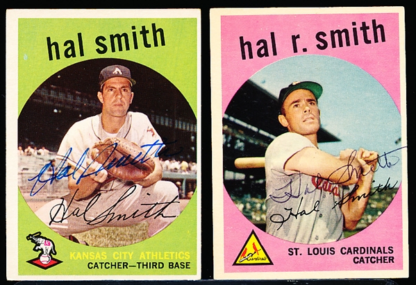 Autographed 1959 Topps Bsbl.- 2 Diff. Hal Smiths