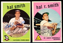 Autographed 1959 Topps Bsbl.- 2 Diff. Hal Smiths