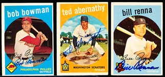 Autographed 1959 Topps Bsbl.- 3 Diff. Cards