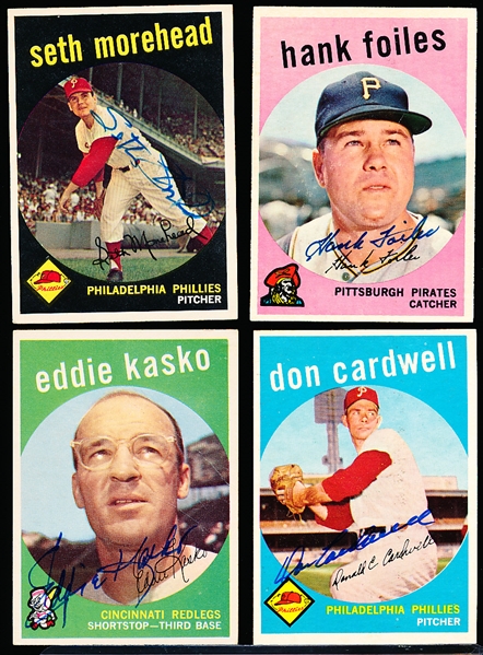 Autographed 1959 Topps Bsbl.- 4 Diff. Cards