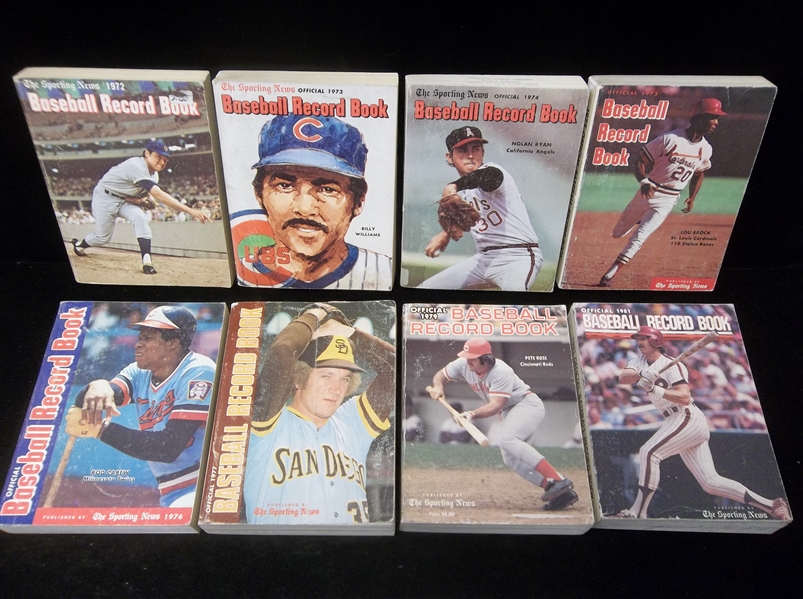 1972-81 The Sporting News Baseball Record Book- 8 Diff. Books