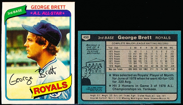 1980 Topps Bsbl. #450 George Brett- 7 Cards