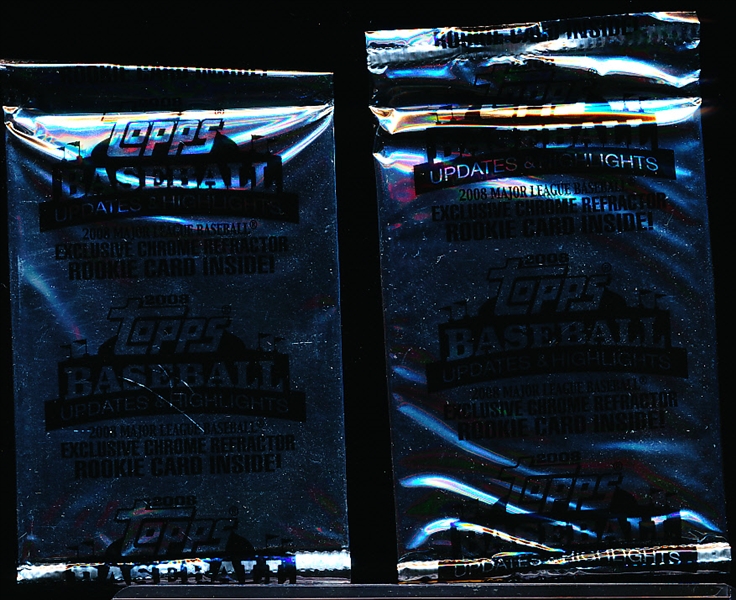 2008 Topps Baseball Updates and Highlights- 2 Unopened Chrome Refractor Rookie Card Packs