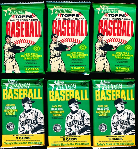 2011, 2013 Topps Heritage Bsbl.- 6 Asst. Unopened Packs