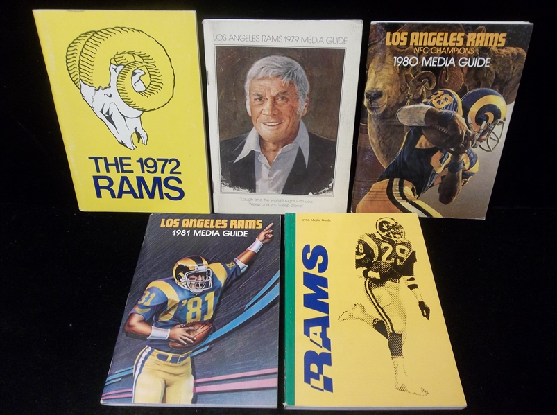 1972-86 Los Angeles Rams NFL Media Guides- 5 Diff.