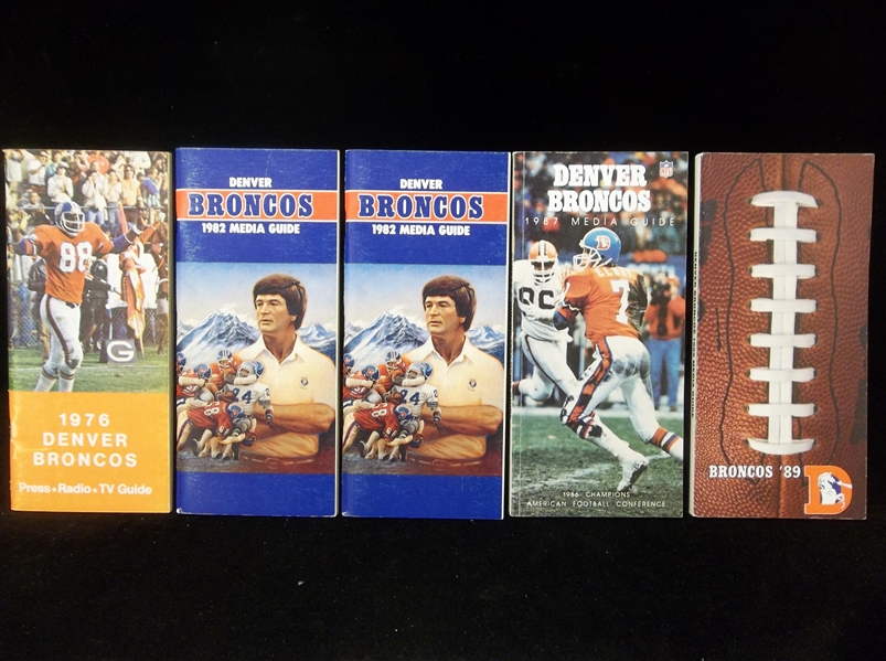 1976-89 Denver Broncos NFL Media Guides- 5 Asst., 4 Diff.