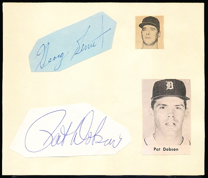 Autographed George Brunet & Pat Dobson Cut Bsbl. Signatures Glued to an Autograph Book Page