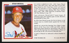 Autographed Stan Musial 6” x 3-5/8” Stan the Man Inc. Card