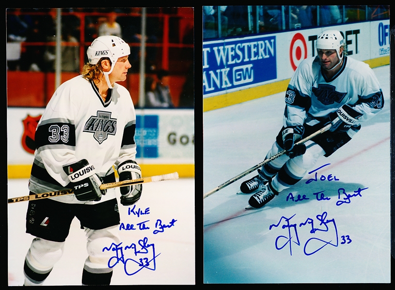 Two Diff. Autographed Marty McSorley L.A. Kings 4” x 6” Color Photos