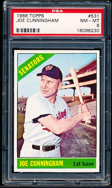 1966 Topps Baseball- Hi# - #531 Joe Cunningham, Senators- PSA NM-MT 8