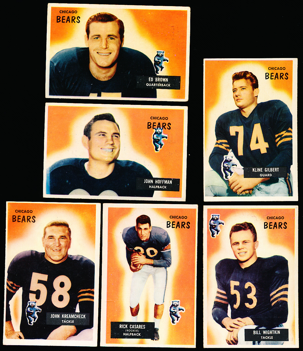 Lot Detail - 1955 Bowman Fb- Chicago Bears- 6 Diff