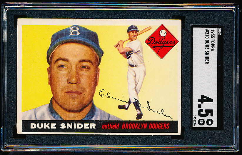 Lot Detail - 1955 Topps Baseball- #210 Duke Snider, Dodgers- SGC 4.5 ...