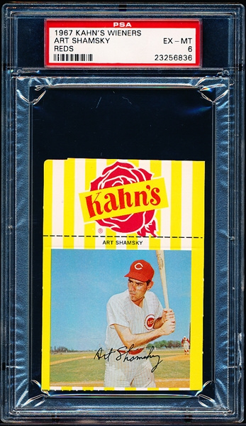 1967 Kahn’s Baseball- Art Shamsky, Reds- PSA Ex-Mt 6 – with top Ad tab.