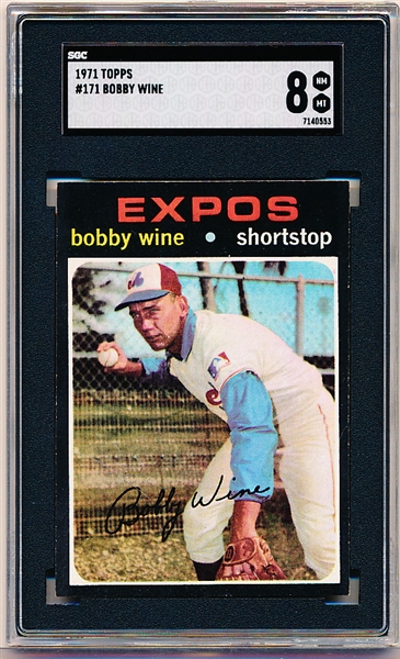 1971 Topps Baseball- #171 Bobby Wine, Expos- SGC 8 (Nm-Mt)