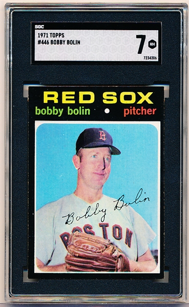 1971 Topps Bb- #446 Bobby Bolin, Red Sox- SGC 7 (NM)