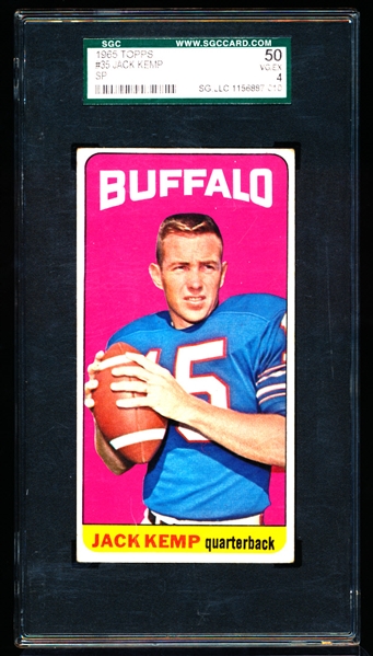 1965 Topps Fb- #35 Jack Kemp, Buffalo SP- SGC 50 (Vg-Ex)